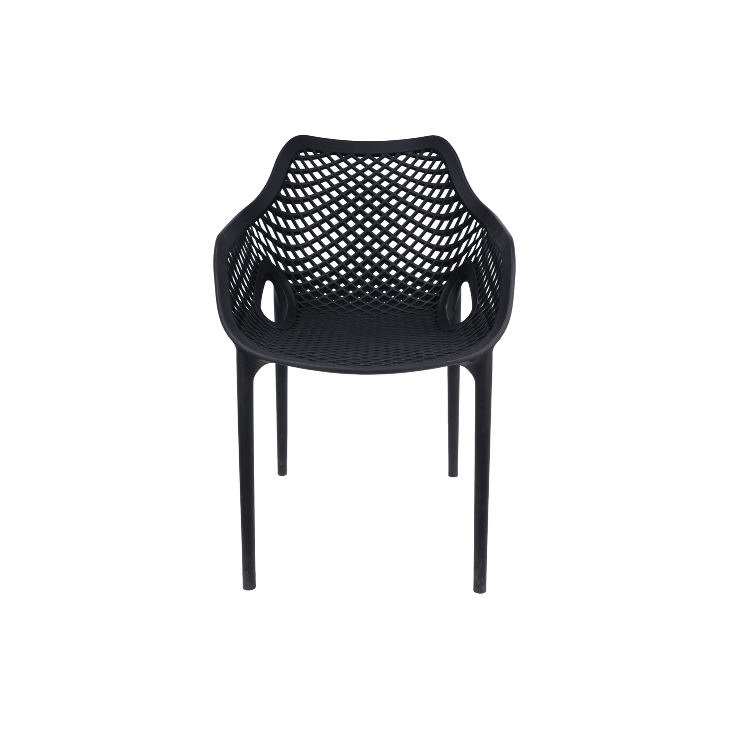 Air XL karfás szék – fekete, rakásolható kültéri kávézószék teraszra és kertbe