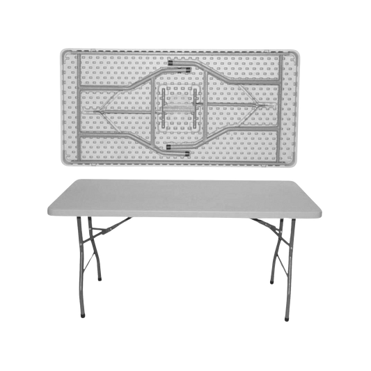 180x75 cm-es bankettasztal fix lappal, összecsukható lábakkal