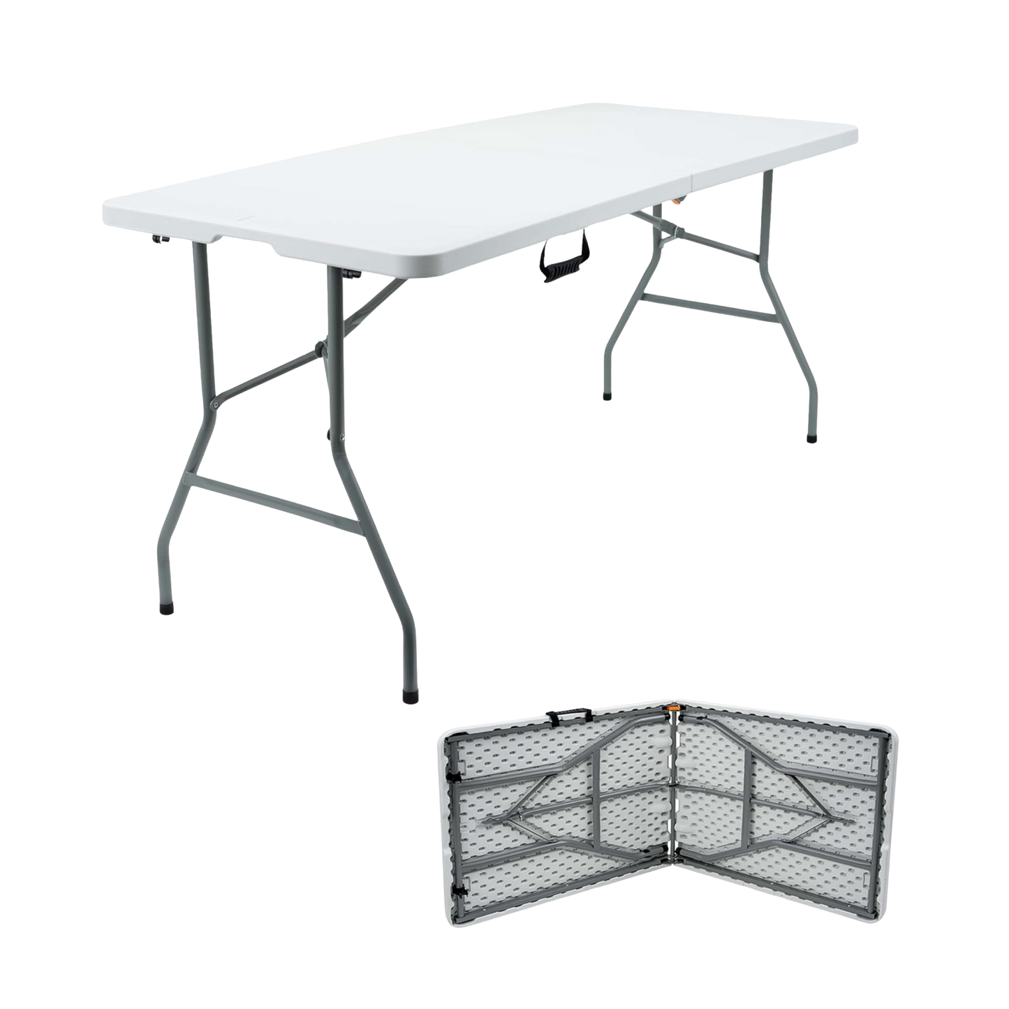 180x75 cm-es téglalap alakú összecsukható bankettasztal – HDPE lap, acélváz